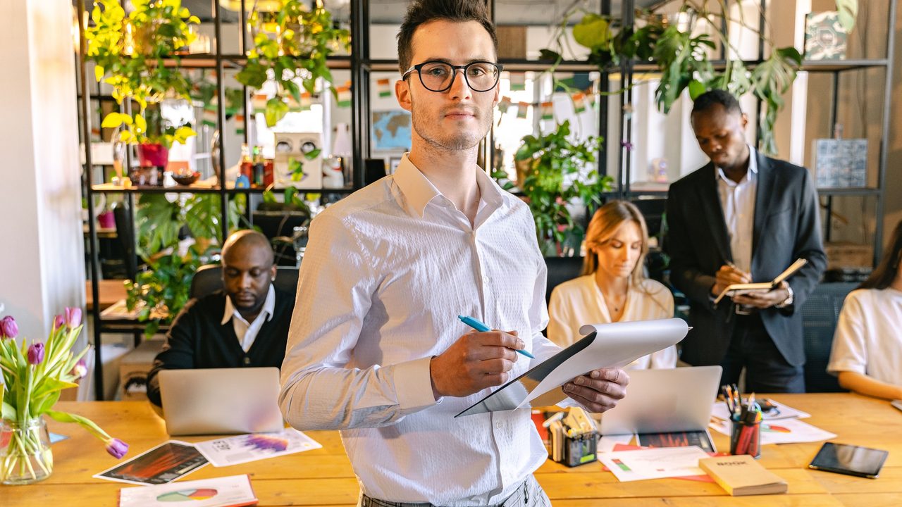 Professional team working in a modern office